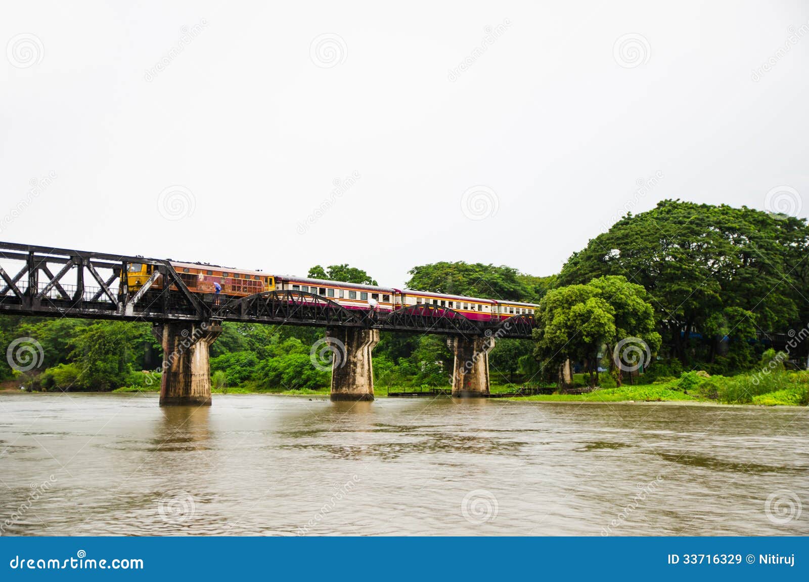 Train on the Bridge Over the River Kwai Stock Image Image of