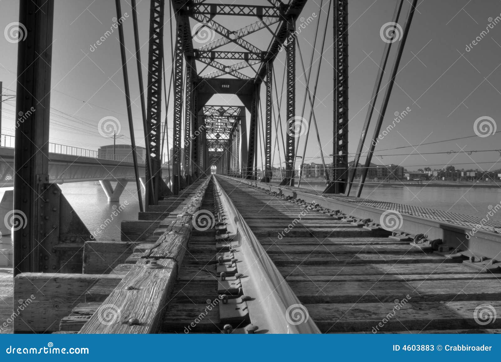 train bridge over town lake