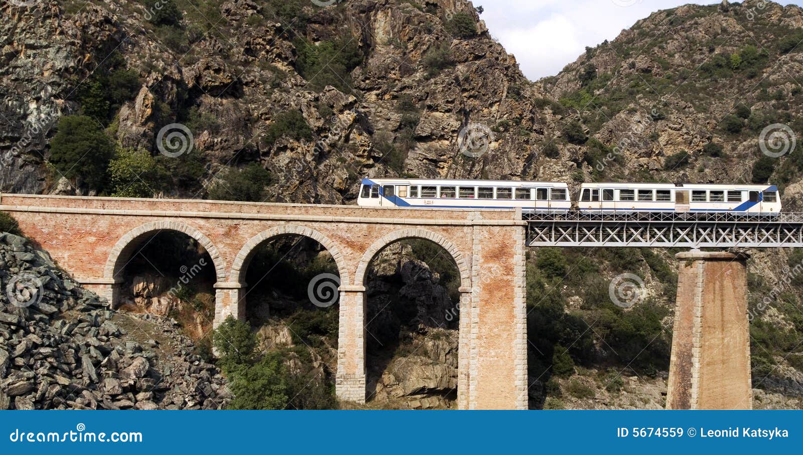 train on the bridge through a precipice, corsica