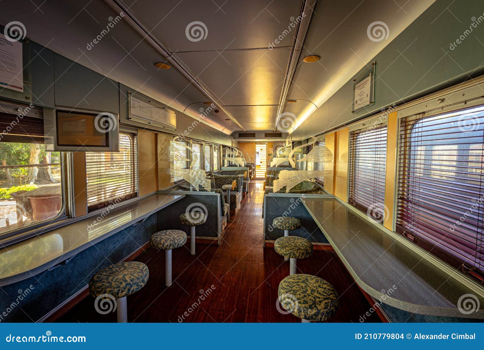 Train Dining Car Interior, Restaurant on Wheels Stock Photo Image of