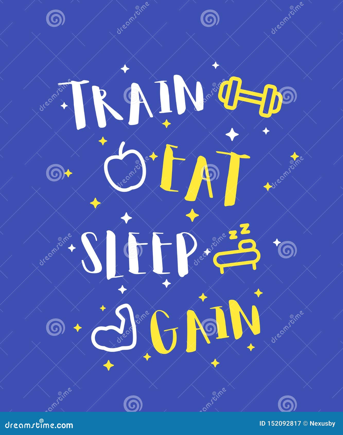 Train Eat Sleep Repeat Motivational Quote Template For Gym T Shirt Cover Banner Or Your Art