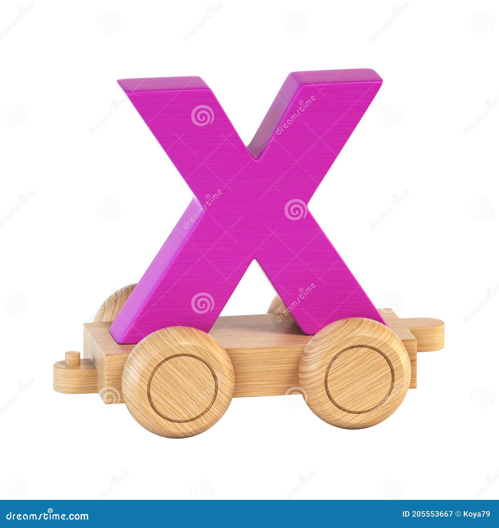 train font on wheels 3d rendering letter x