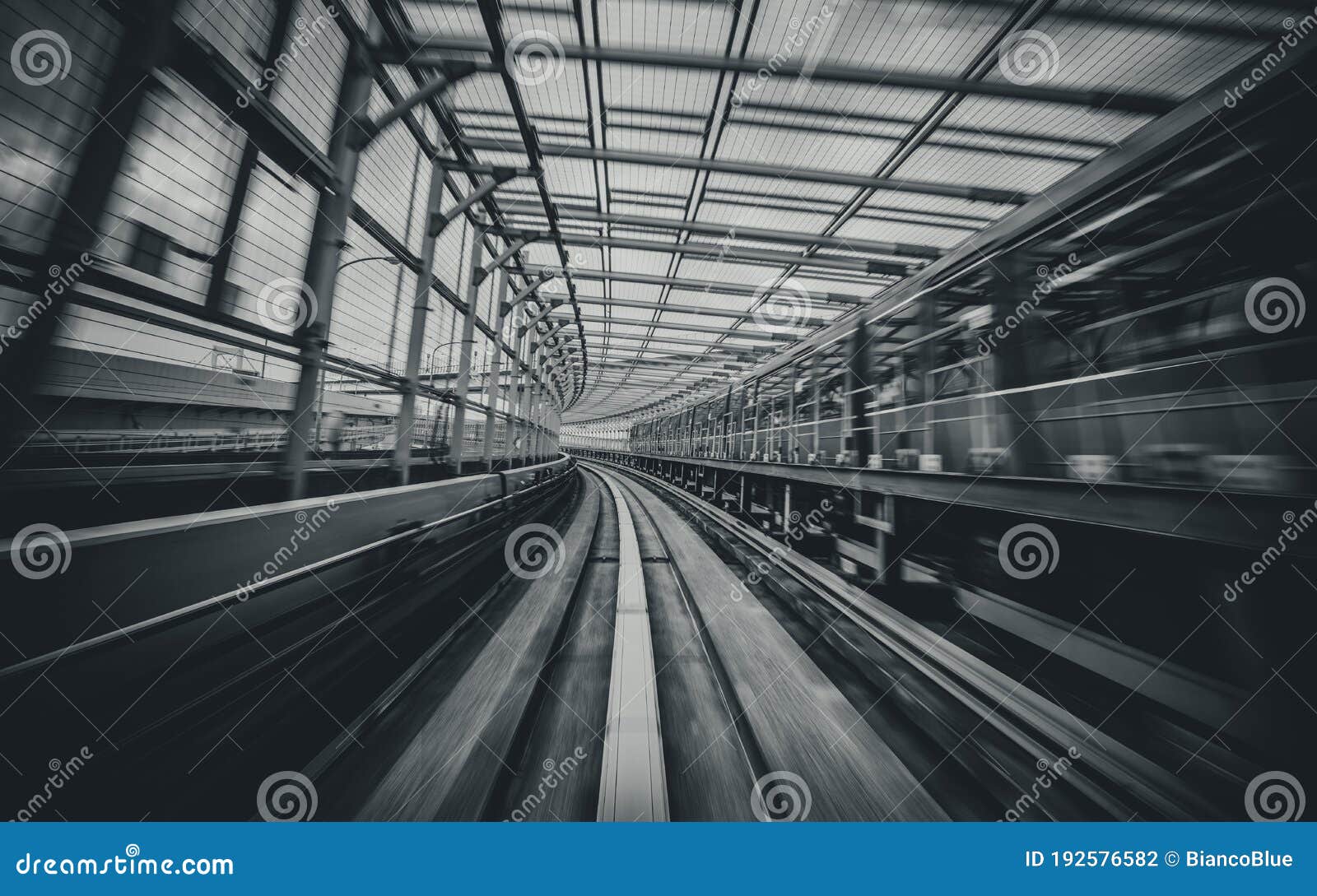 Train Moving on City Rail with Motion Blur Stock Photo - Image of ...