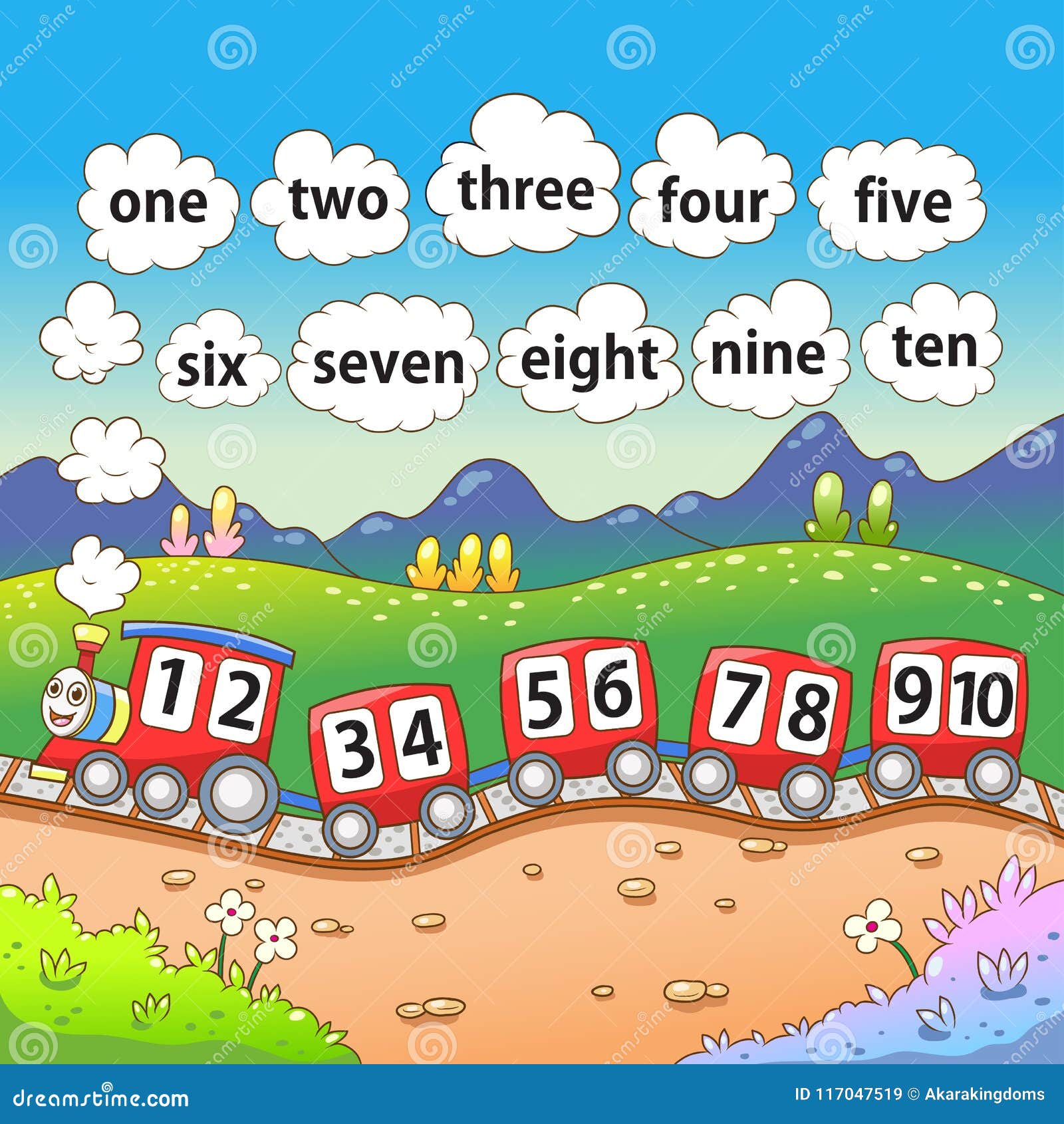 train with 10 numbers stock vector illustration of smile
