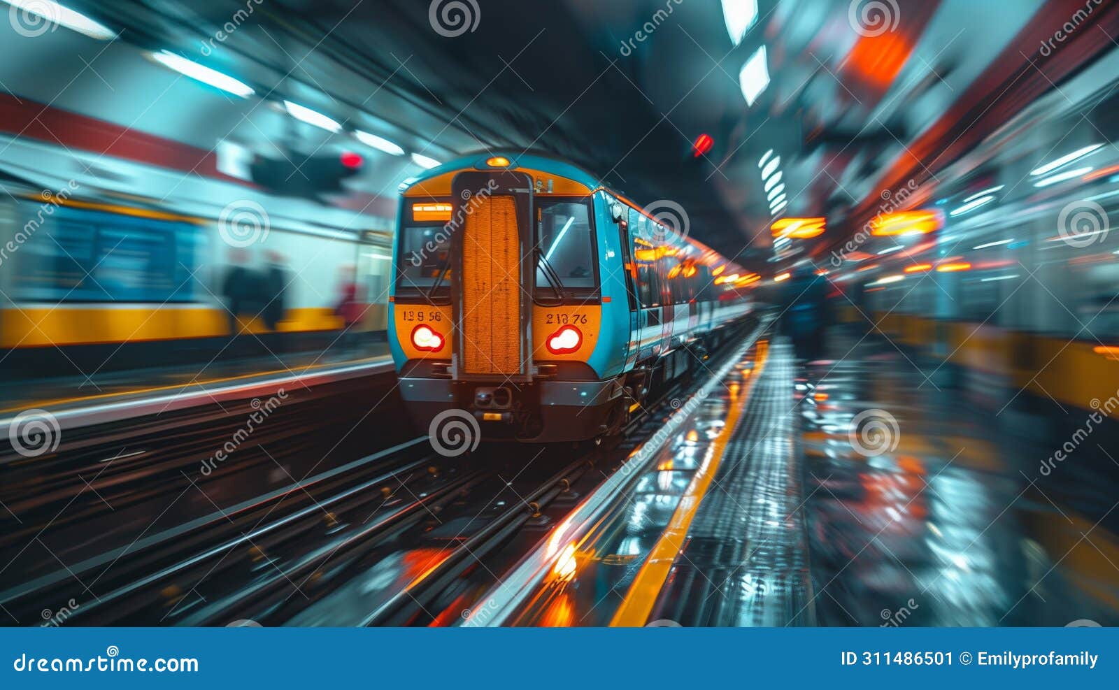 train passing through station alongside loading platform