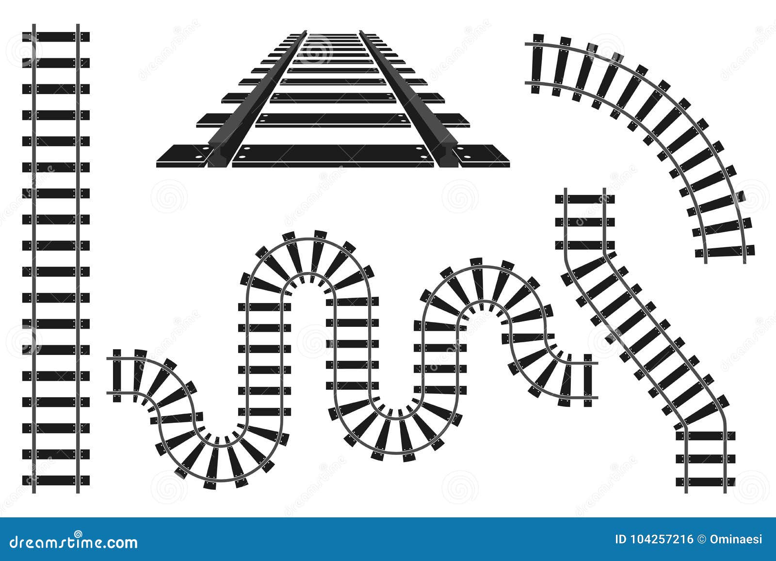 Train Railway Road Rails Constructor Elements Vector Illustration Stock Train Railway Road Rails Constructor Elements Vector Illustration Stock