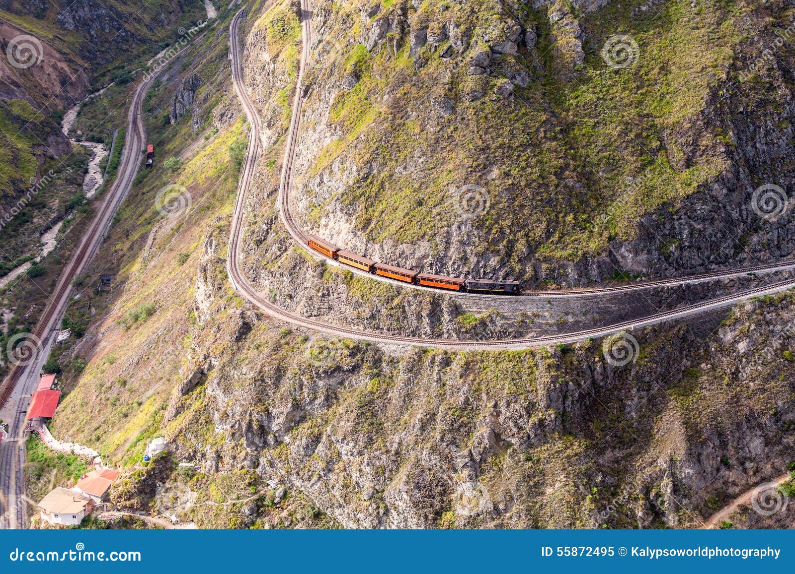 touristic train trip, route through the andes mountains