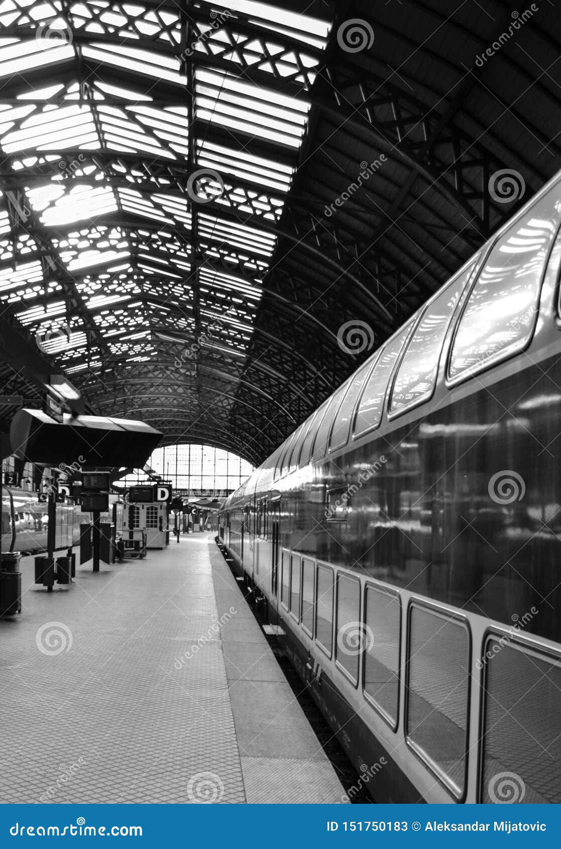 Train Station in Black and White Stock Image Image of curve, railway