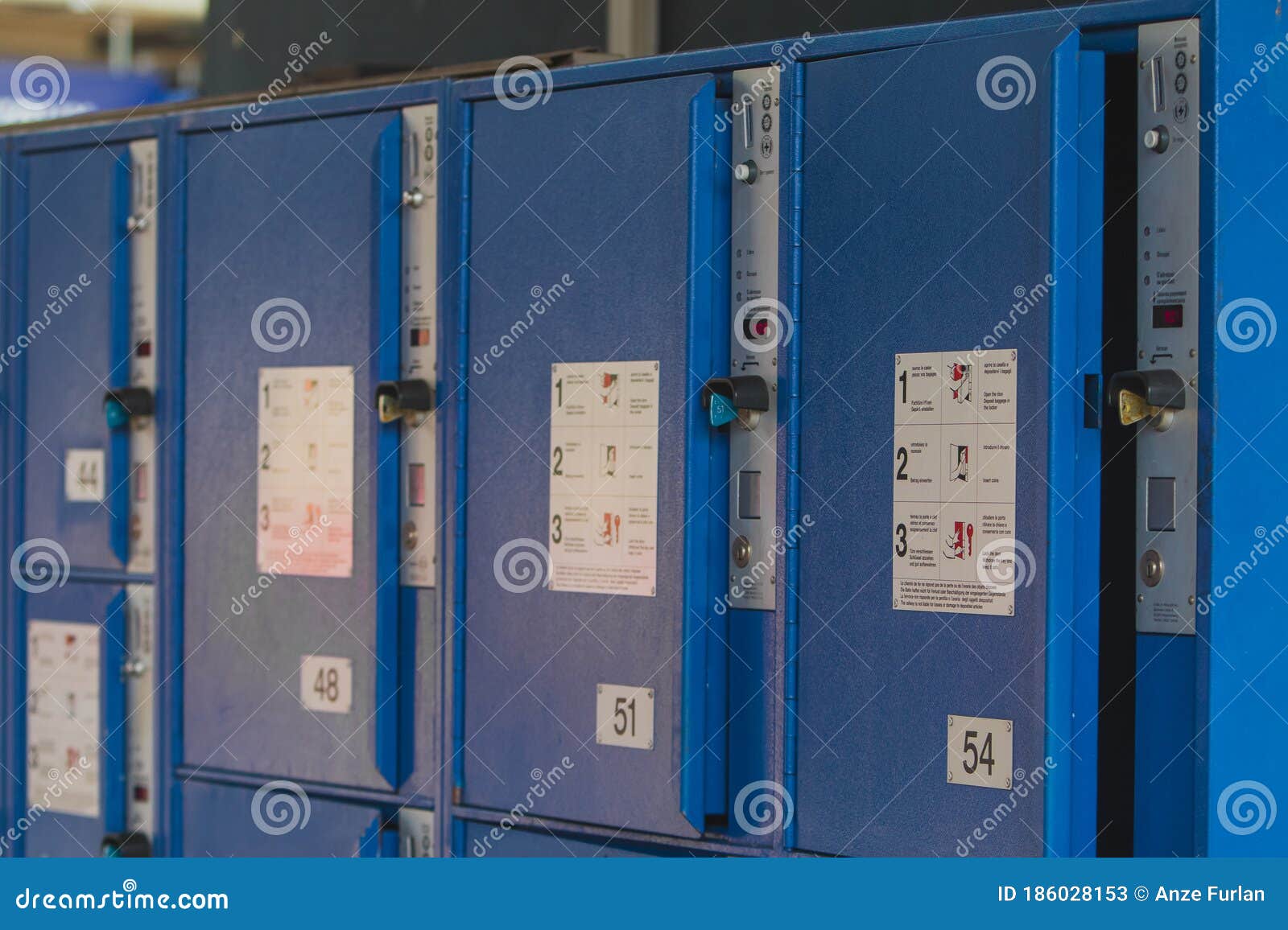 Eigen Relatief beha Train Station Lockers in Blue Color at an Unknown Station in Switzerland  Stock Image - Image of college, travel: 186028153