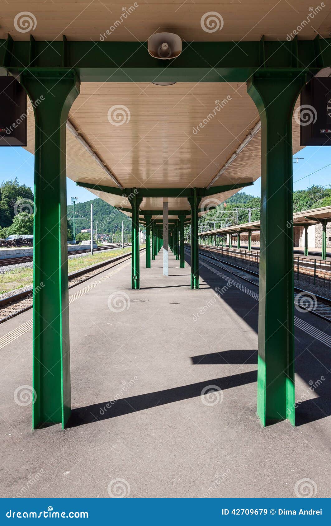 Train station pillars. Train station from Sinaia city Romania