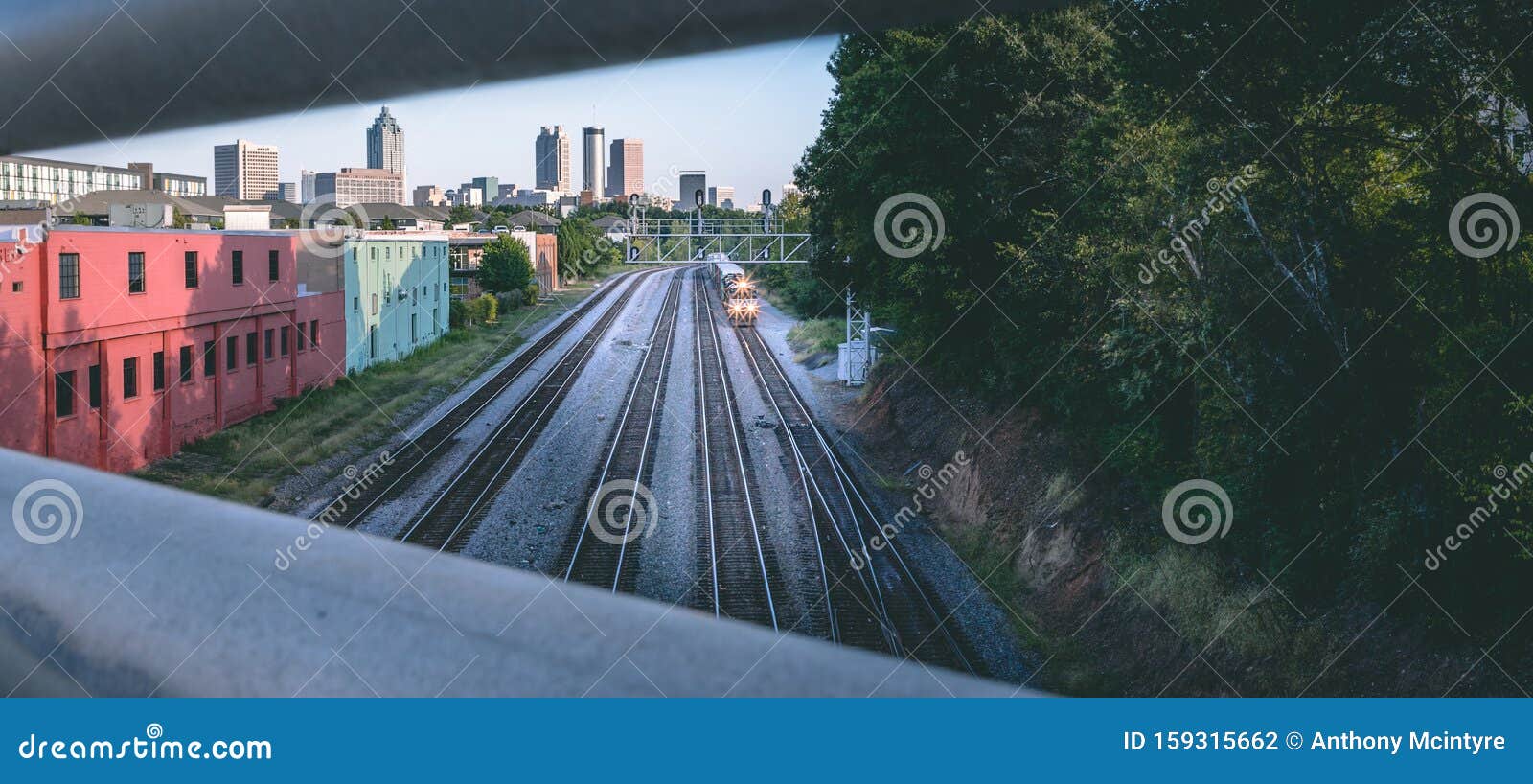 Train Tracks Atlanta Skyline Cityscape Stock Photo Image of railway