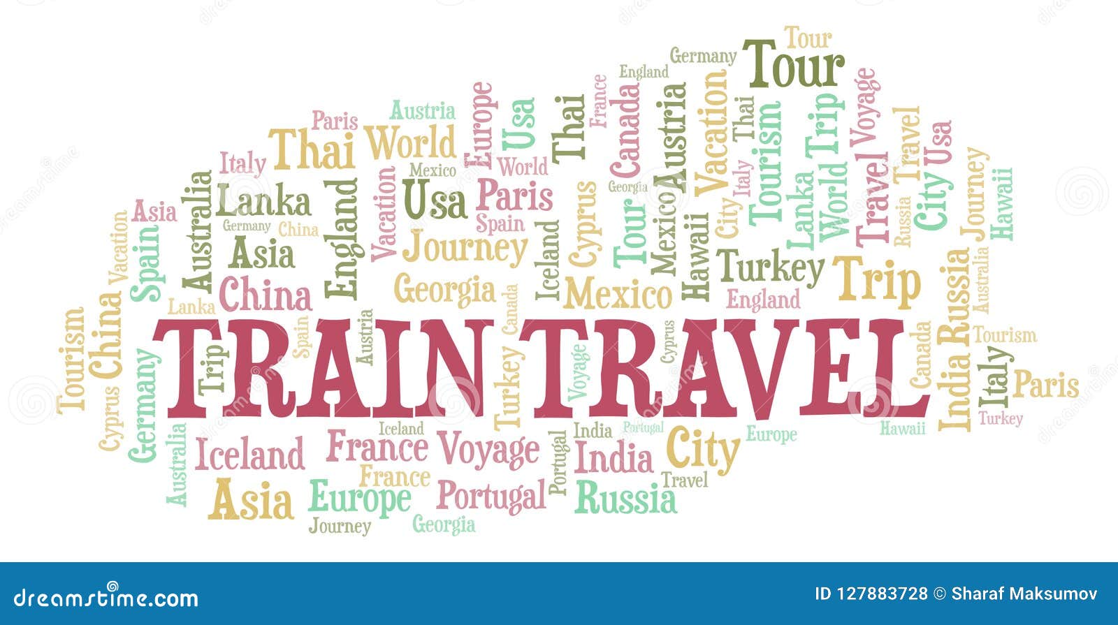 Train Travel word cloud. stock illustration. Illustration of wordcloud