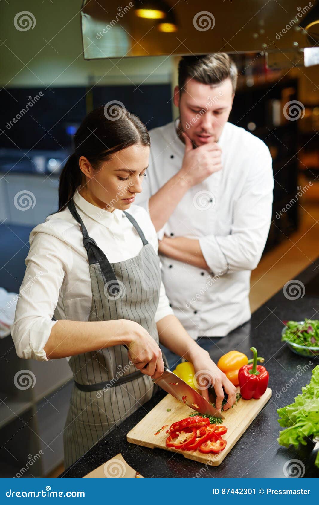 Trainee and mentor stock image. Image of kitchen, mentor 87442301