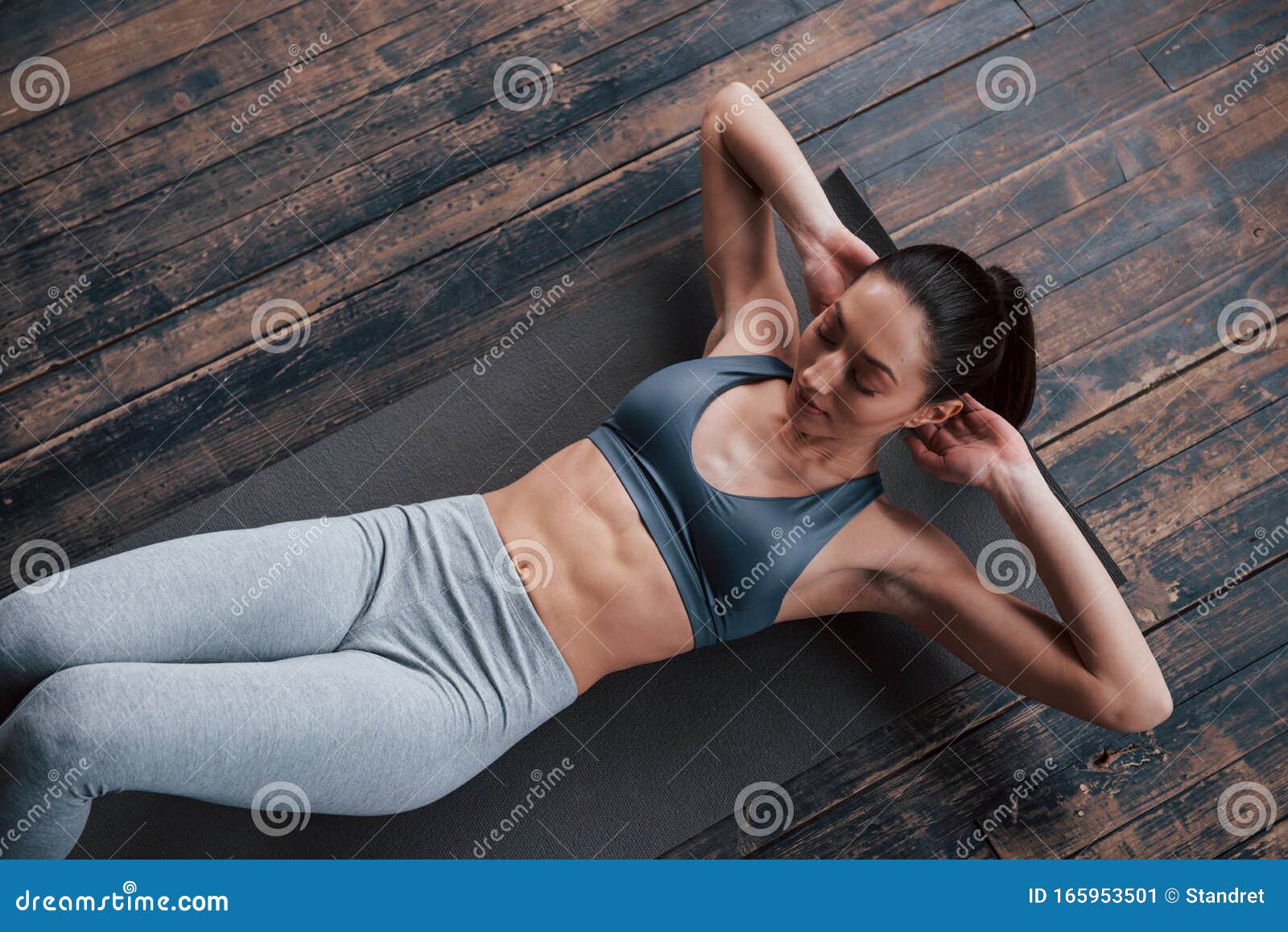 Trainer Have Keep Her Health In Good Condition Top View Of Girl With