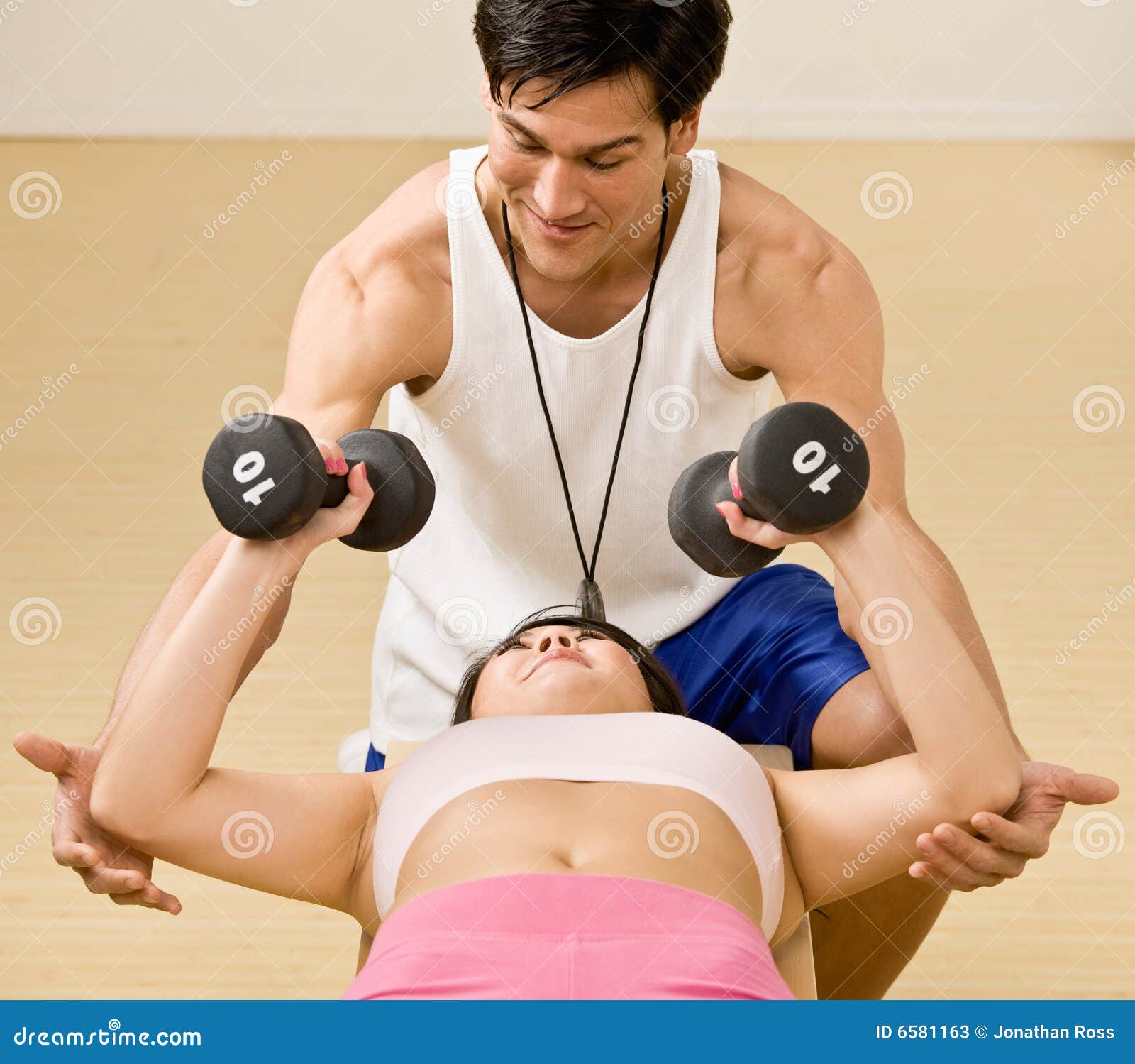 Trainer Spotting Woman Working Out Stock Image Image of female, asian