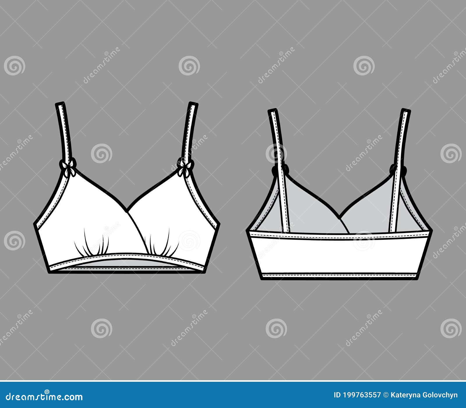 Training Bra Lingerie Technical Fashion Illustration with Bow, Wire-free,  Under-chest Band. Flat Sports Brassiere Stock Illustration - Illustration  of bustier, fashion: 199763557