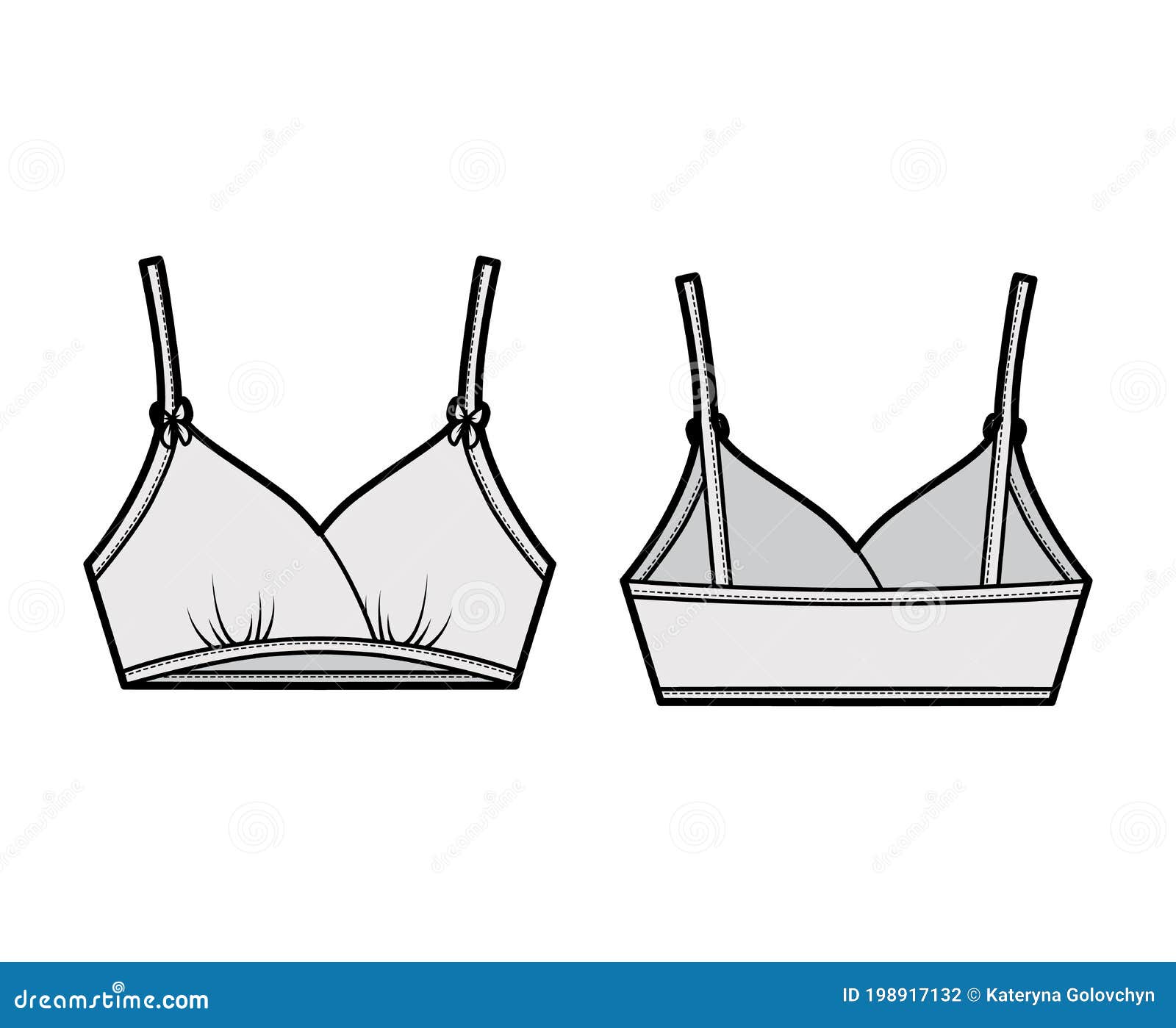 Training Bra Lingerie Technical Fashion Illustration with Bow, Wire-free,  Under-chest Band. Flat Sports Brassiere Stock Vector - Illustration of  polyester, black: 198917132