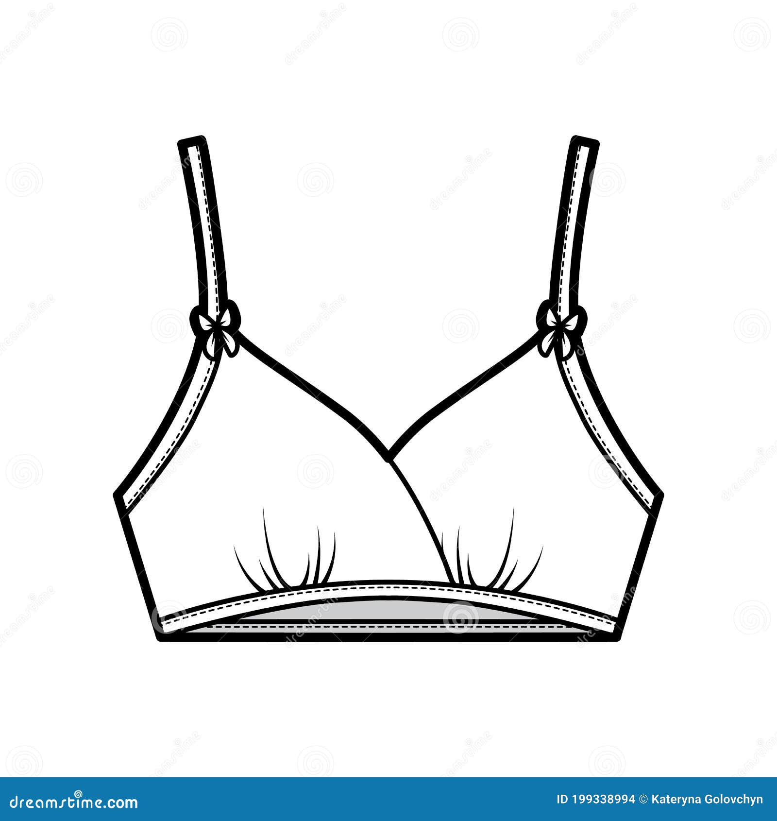 Training Bra Lingerie Technical Fashion Illustration with Bow