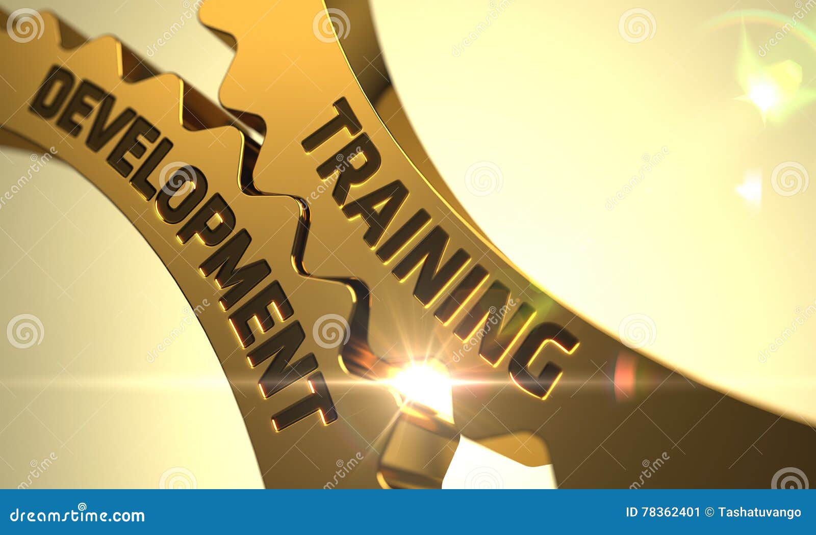 Training Development on Golden Gears. 3D. Stock Image Image of