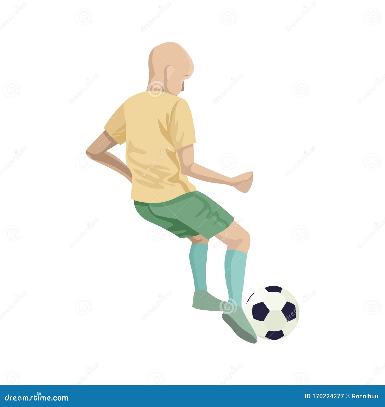 Child Boy Soccer Player in Training. Kicks the Ball. Character Vector  Illustration Stock Vector - Illustration of male, cartoon: 170224277