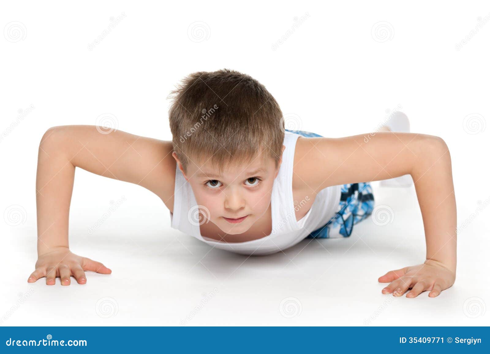 Training of a Little Athletic Boy Stock Image Image of children