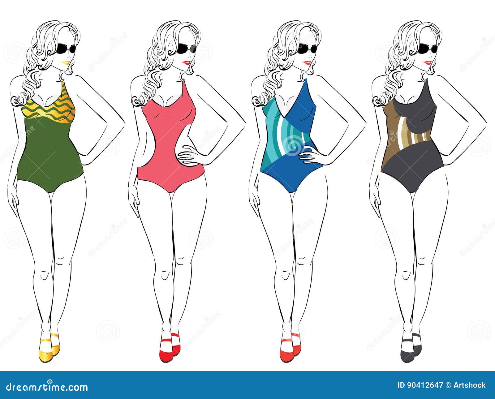 Traje De Baño Para El Tipo De Cuerpo De La Pera Ilustración del Vector -  Ilustración de bikini, hembra: 90412647