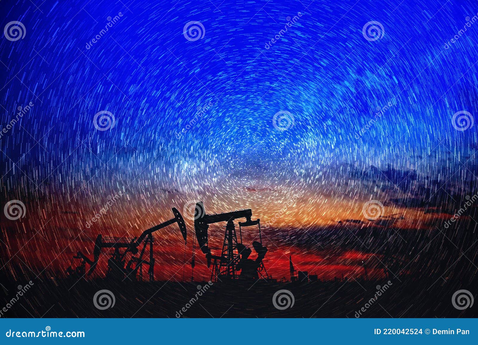 The Trajectory of Oil Pump and Stars Stock Photo Image of derrick