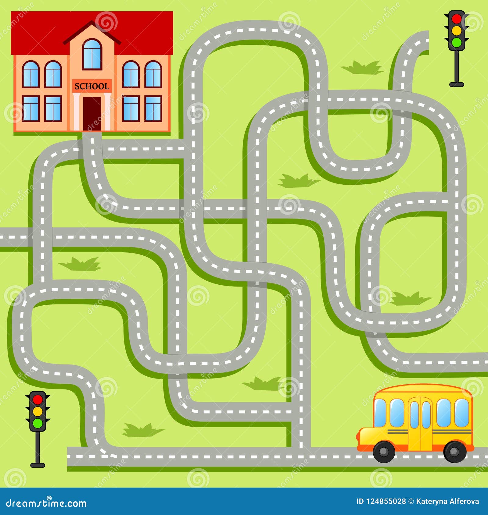 Modelo de jogo de labirinto com ônibus escolar