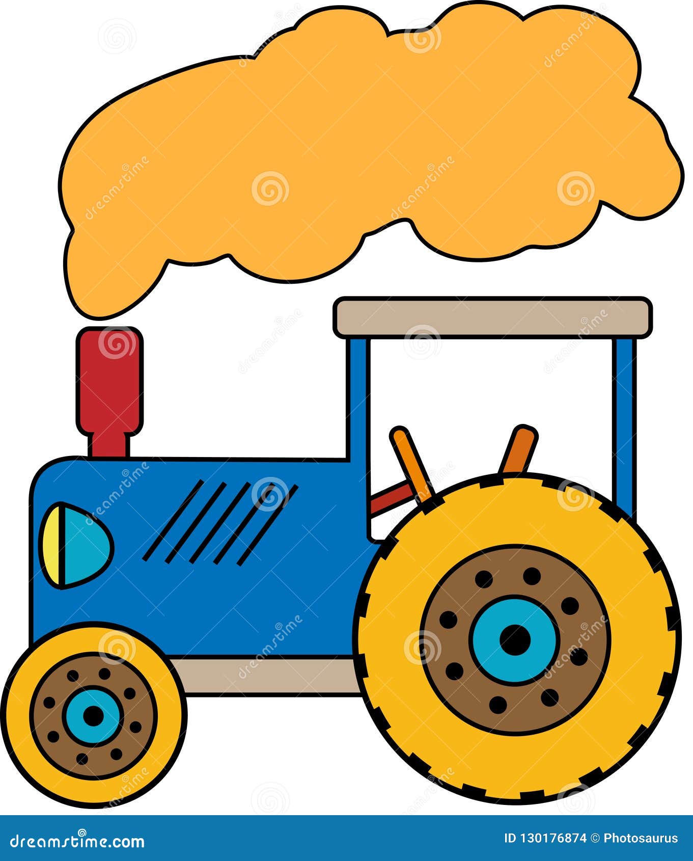 Blue Tractor with a Cloud of Smoke Stock Vector Illustration of epsfile, blue 130176874