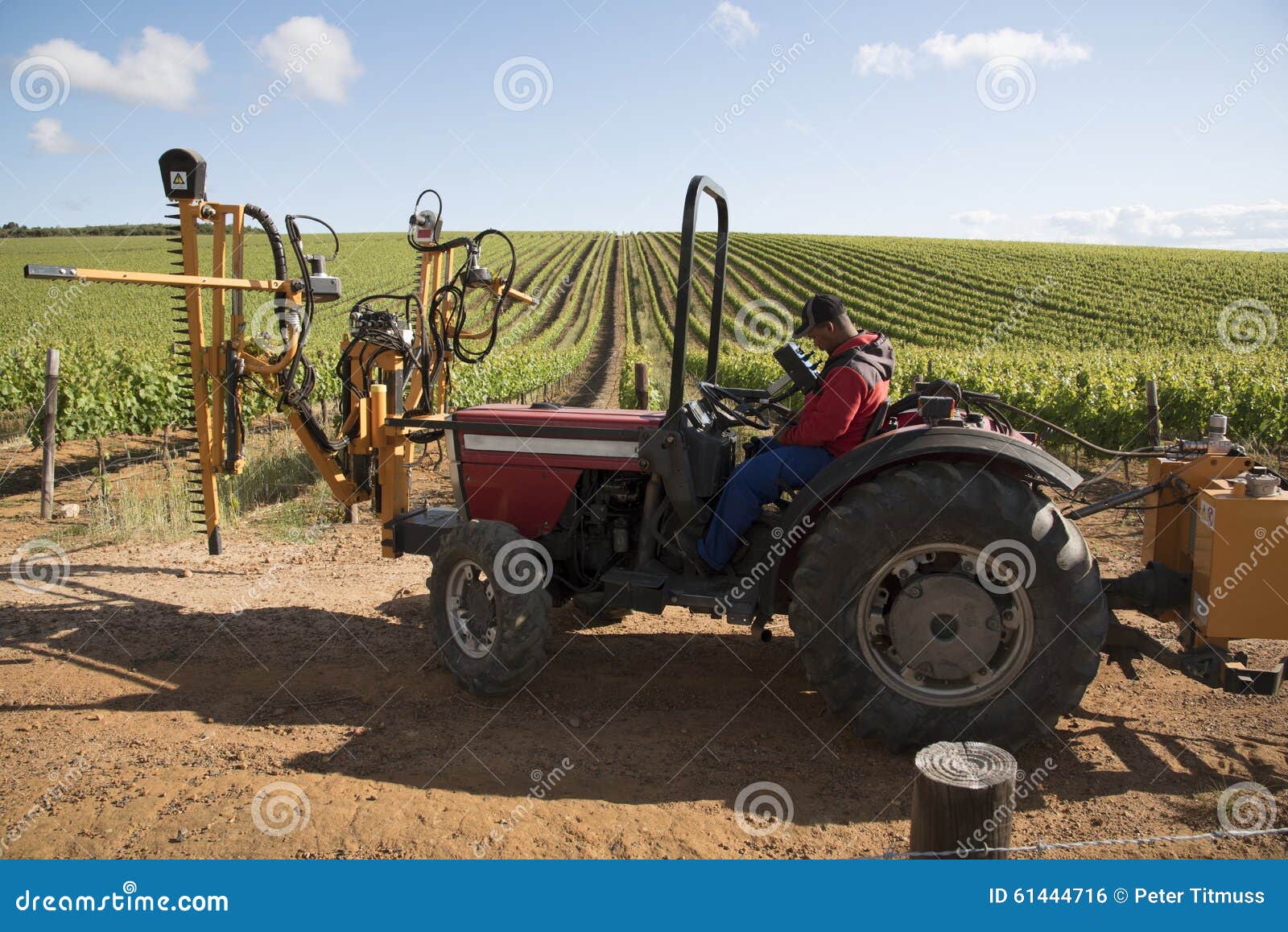 Traktor Mit Zubehör Für Die Zutaten Von Reben Redaktionelles Foto