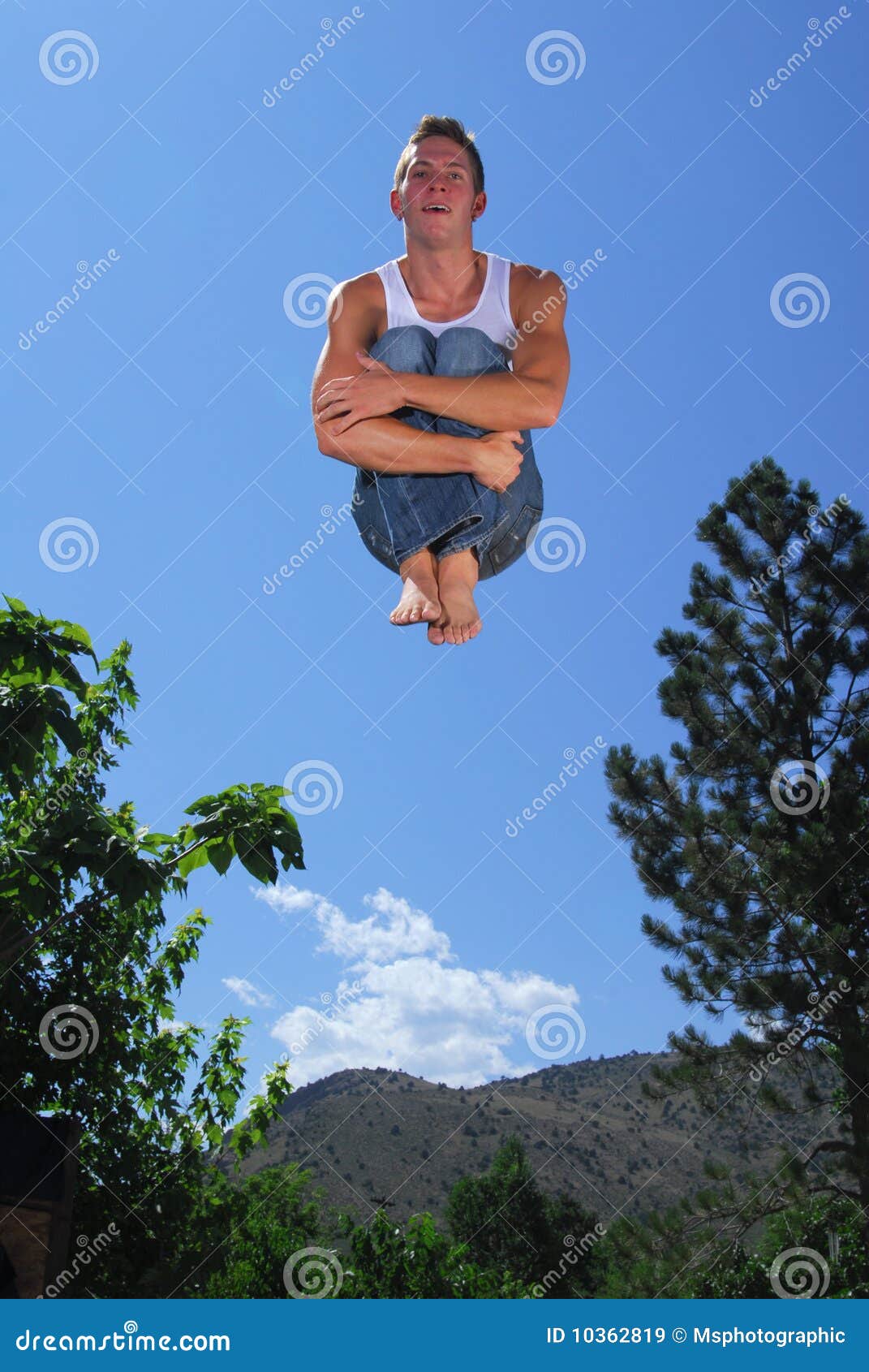 Trampoline Jumper stock image. Image of adult, muscular 10362819