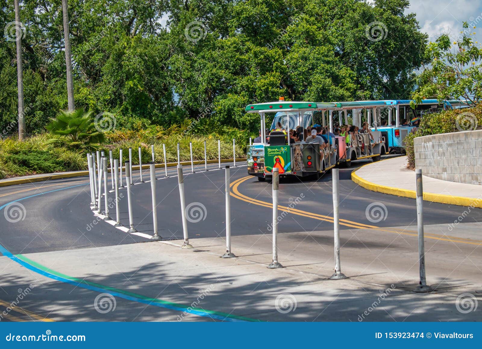 Trams Used To Transport Visitors Between The Parking Lot And The