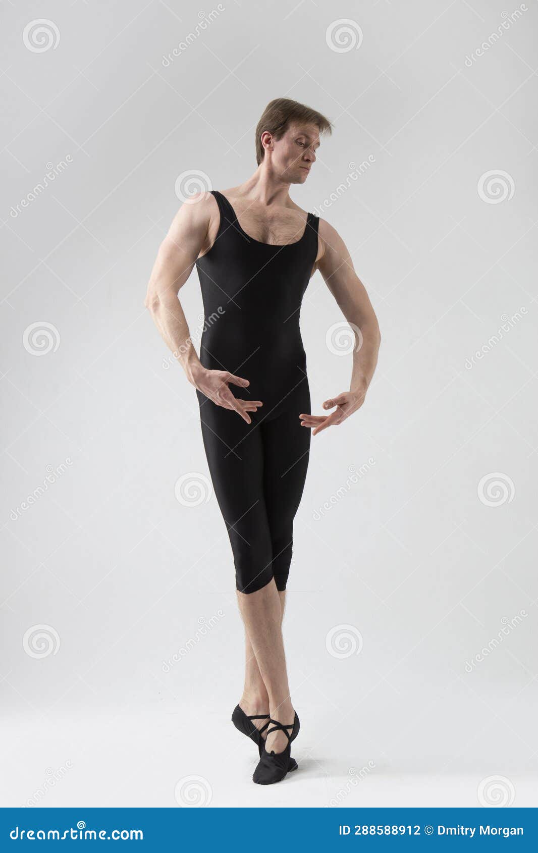 Tranquil Contemporary Ballet Dancer Flexible Athletic Man Posing in ...