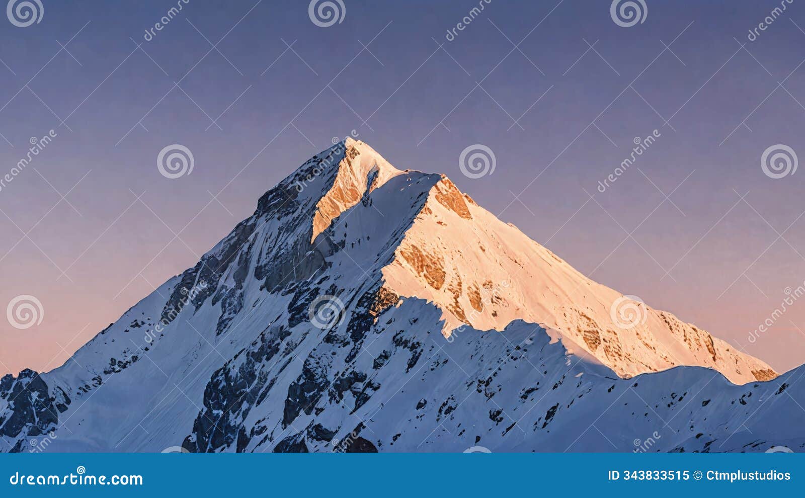 tranquil mountain dawn: snow-covered peaks in first light