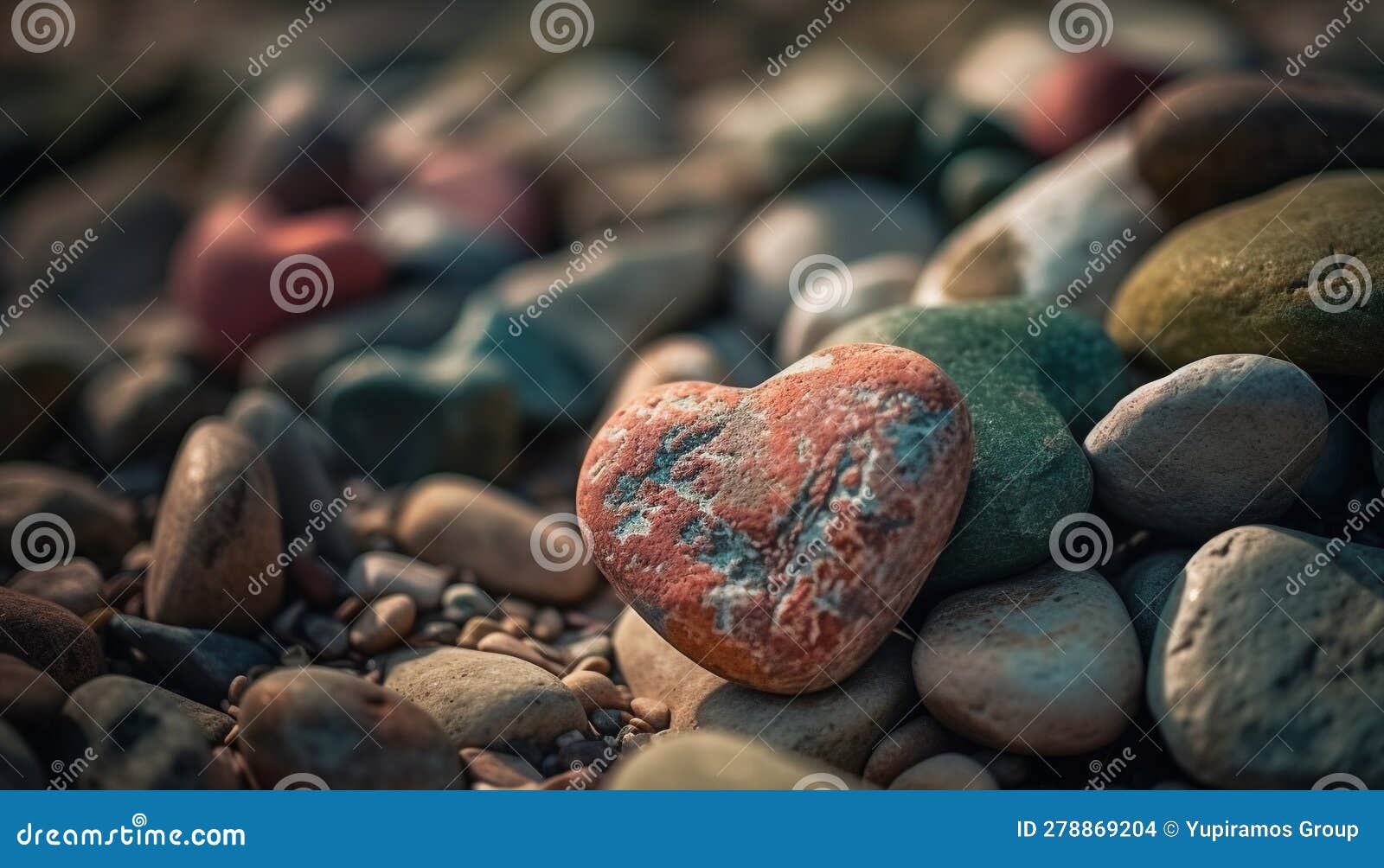 A Tranquil Scene of Nature Love Heart Shaped Pebbles Arranged