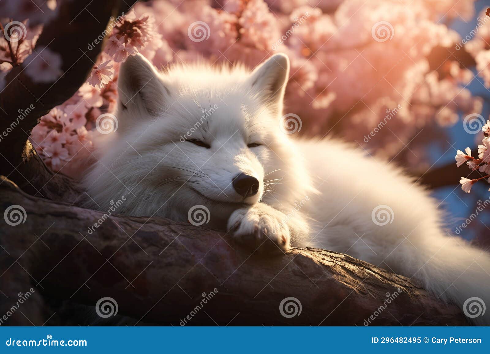 tranquil tails: a serene arctic landscape with a playful white d
