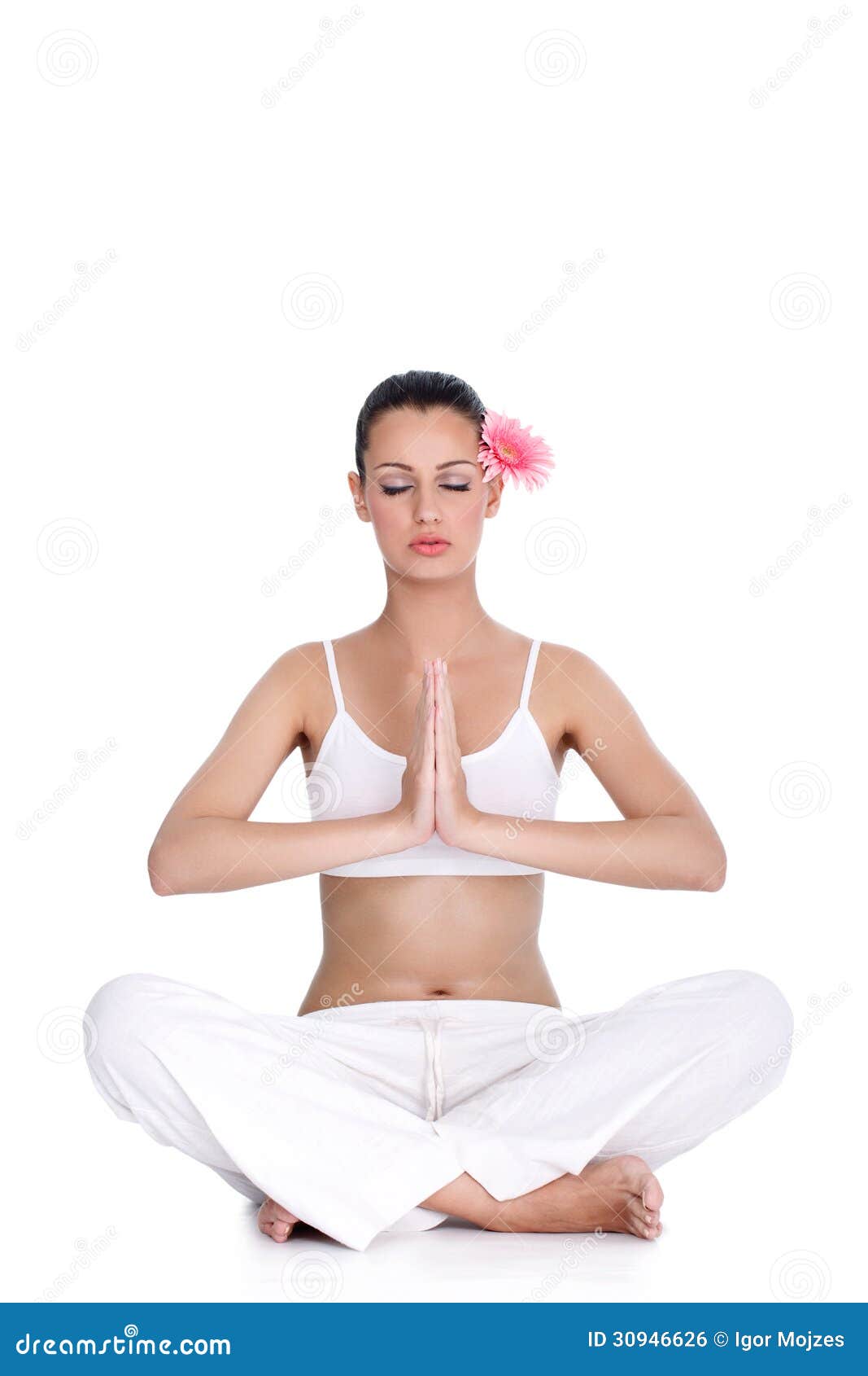 tranquil woman meditating