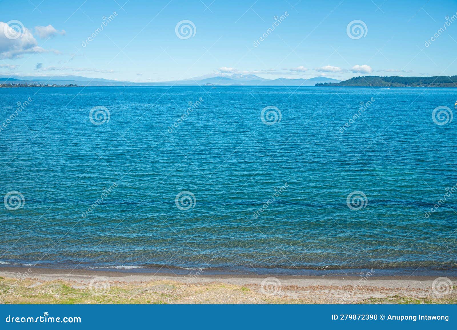 tranquility view of lake taupo the largest freshwater lake in new zealand.