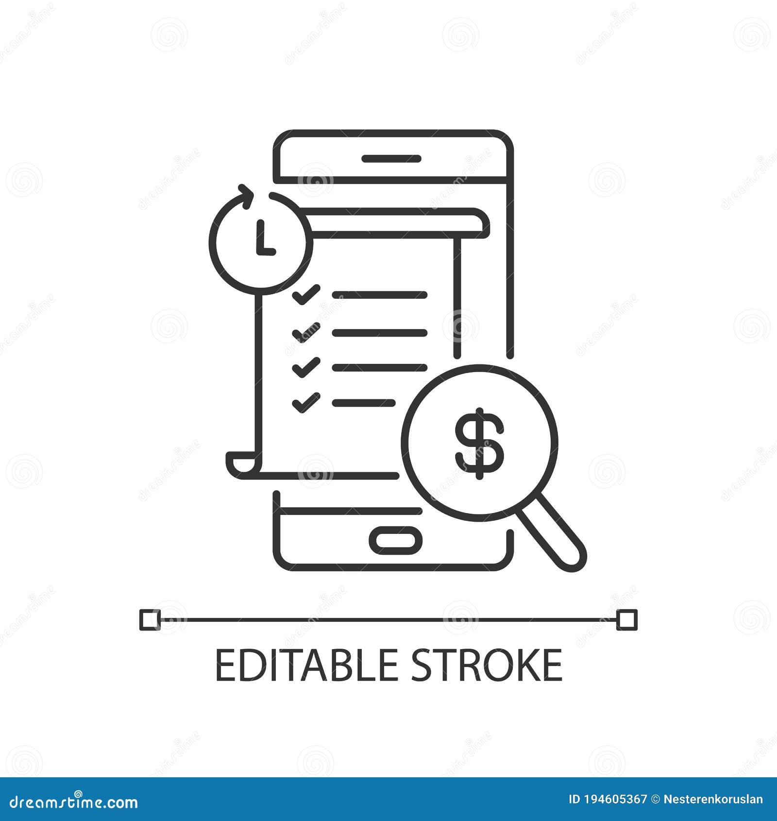 Transaction History Linear Icon Stock Vector Illustration of