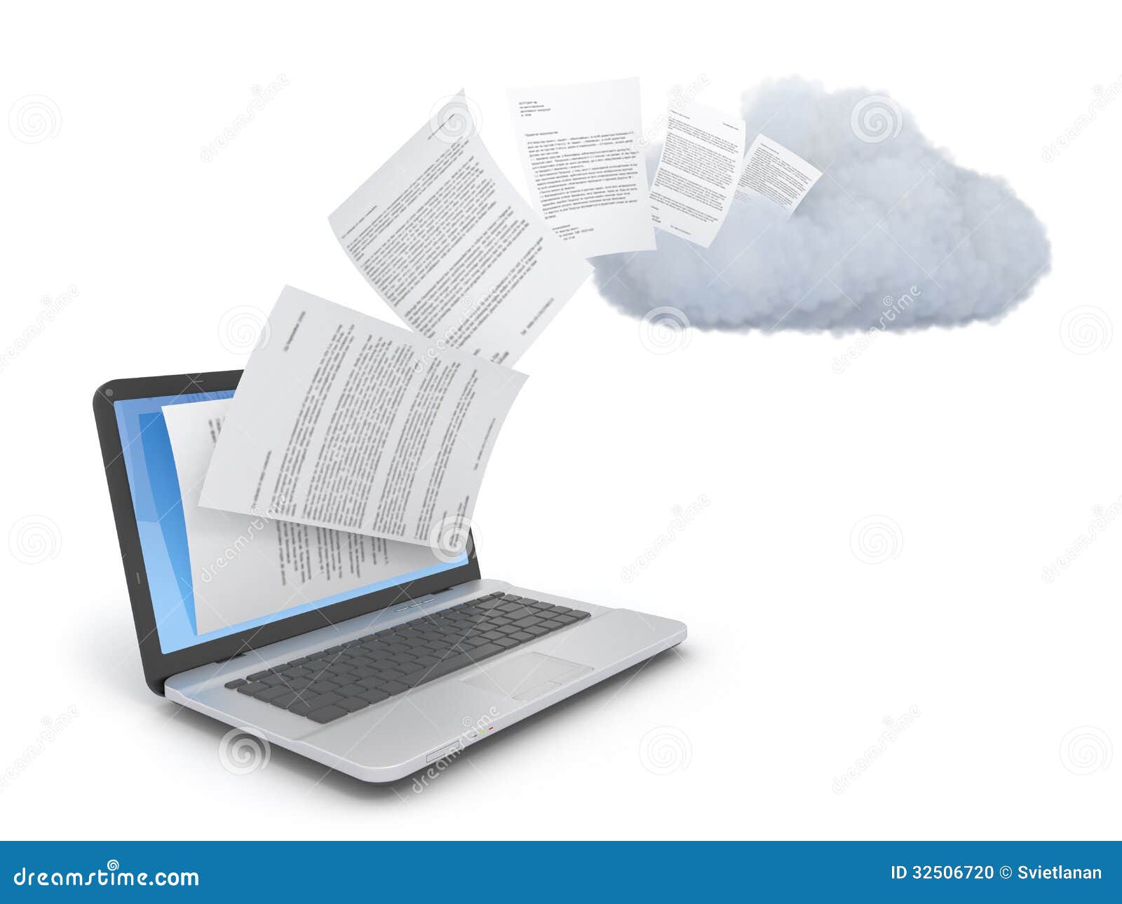 Transferring Documents Or Data To A Cloud. Stock Photo - Image: 32506720