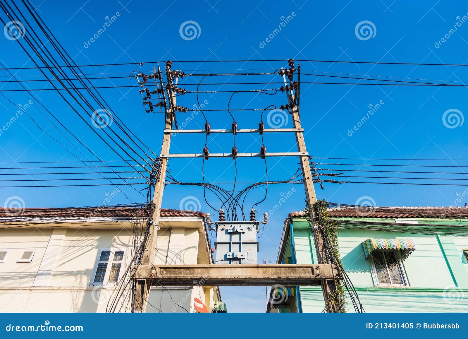 the transformer on high power station. high voltage