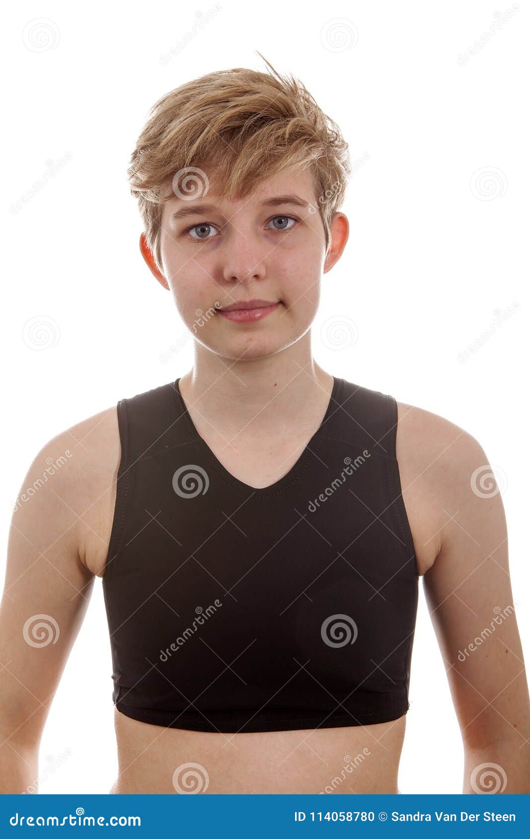 Transgender Boy is Showing His Binder Stock Photo Image of looking