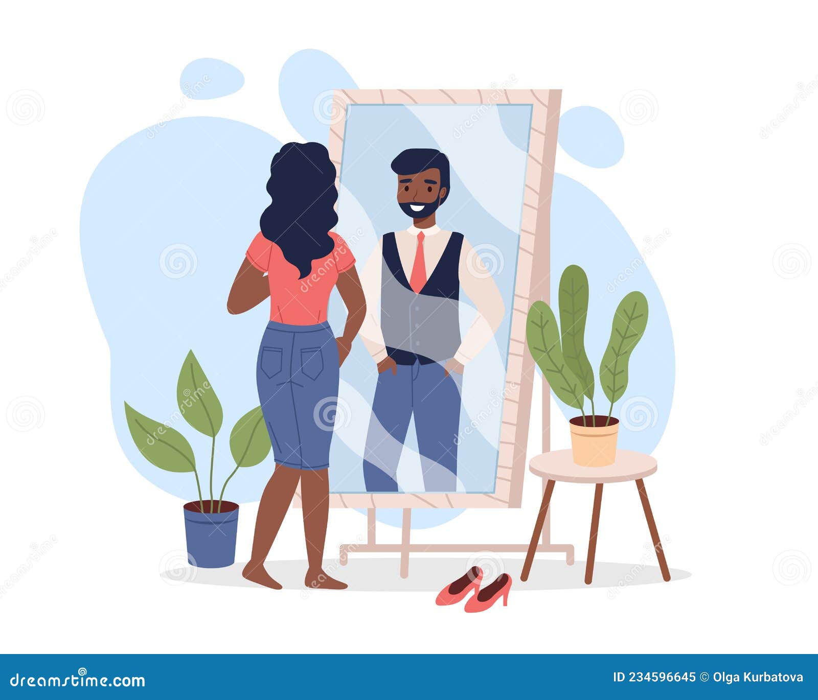 Transgender. Gender Identity. Transsexual Looking in Mirror. Male Self-awareness and Female Body. Sex Changing Stock Vector - Illustration of reflection, unisex: 234596645 Transgender. Gender Identity. Transsexual Looking in Mirror. Male Self-awareness and Female Body. Sex Changing Stock Vector - Illustration of reflection, unisex: 234596645