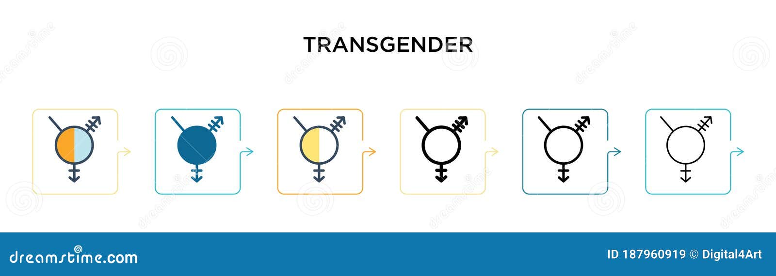 Transgender Symbol Vector Icon in 6 Different Modern Styles. Black, Two ...