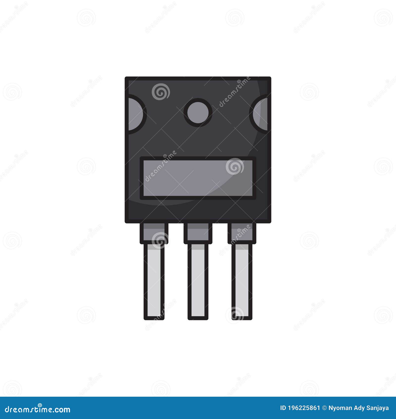 Transistor Chip Vector Icon Symbol Electronic Component Isolated on
