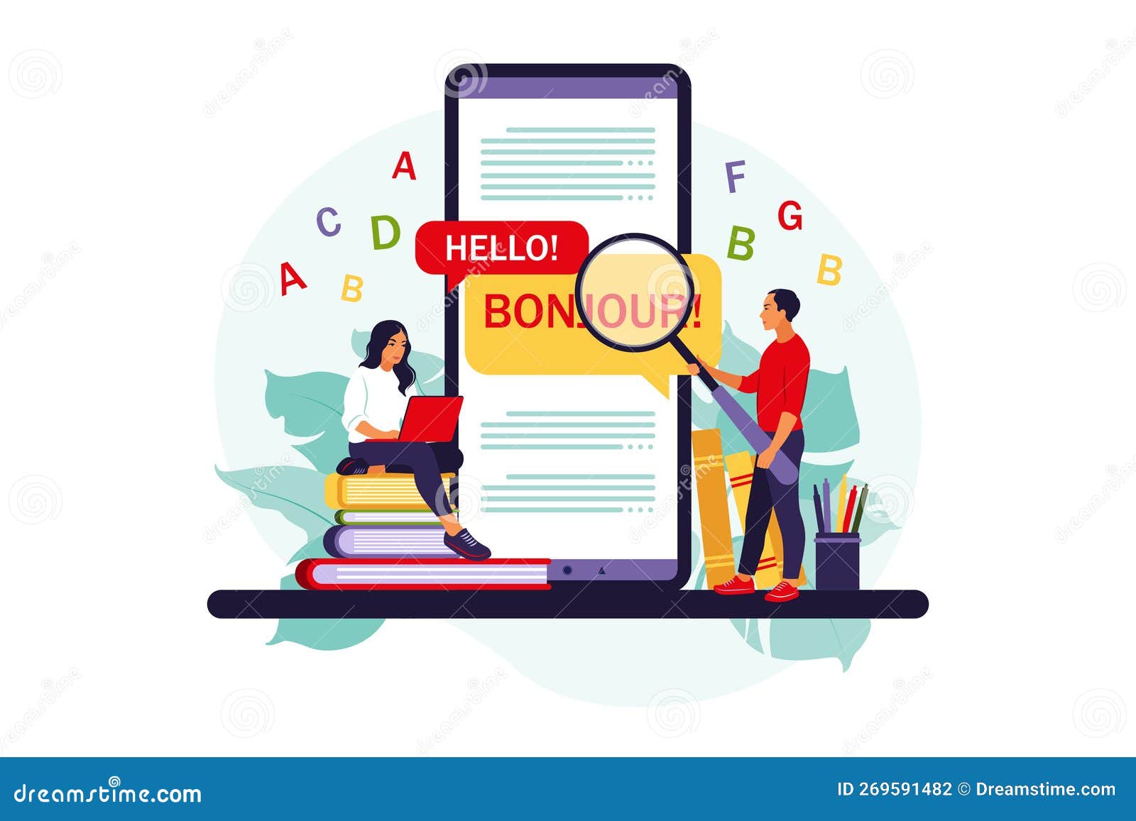 Translating App on Mobile Phone. People Using Online Translation