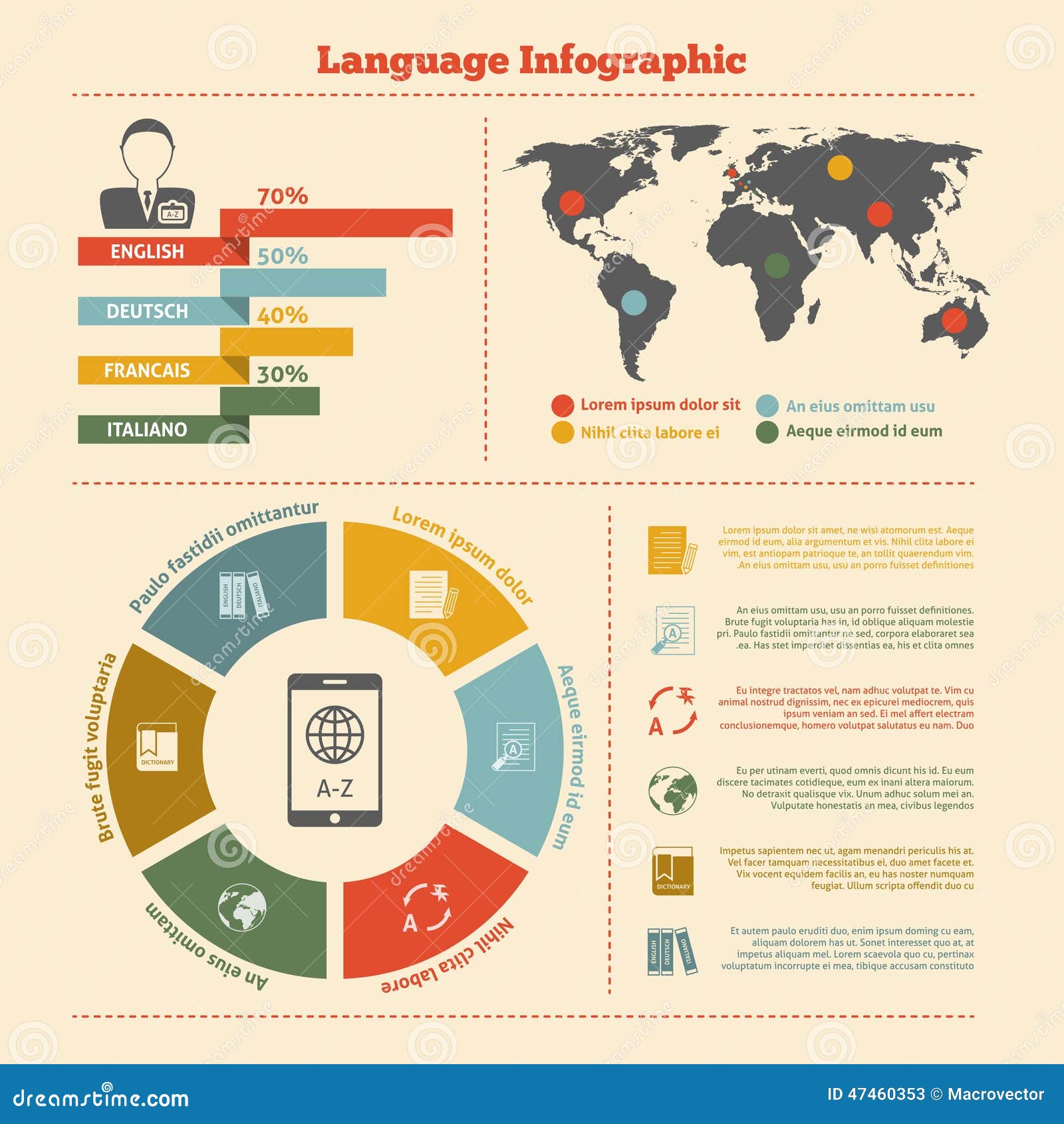 Translation And Dictionary Infographics Stock Vector ...