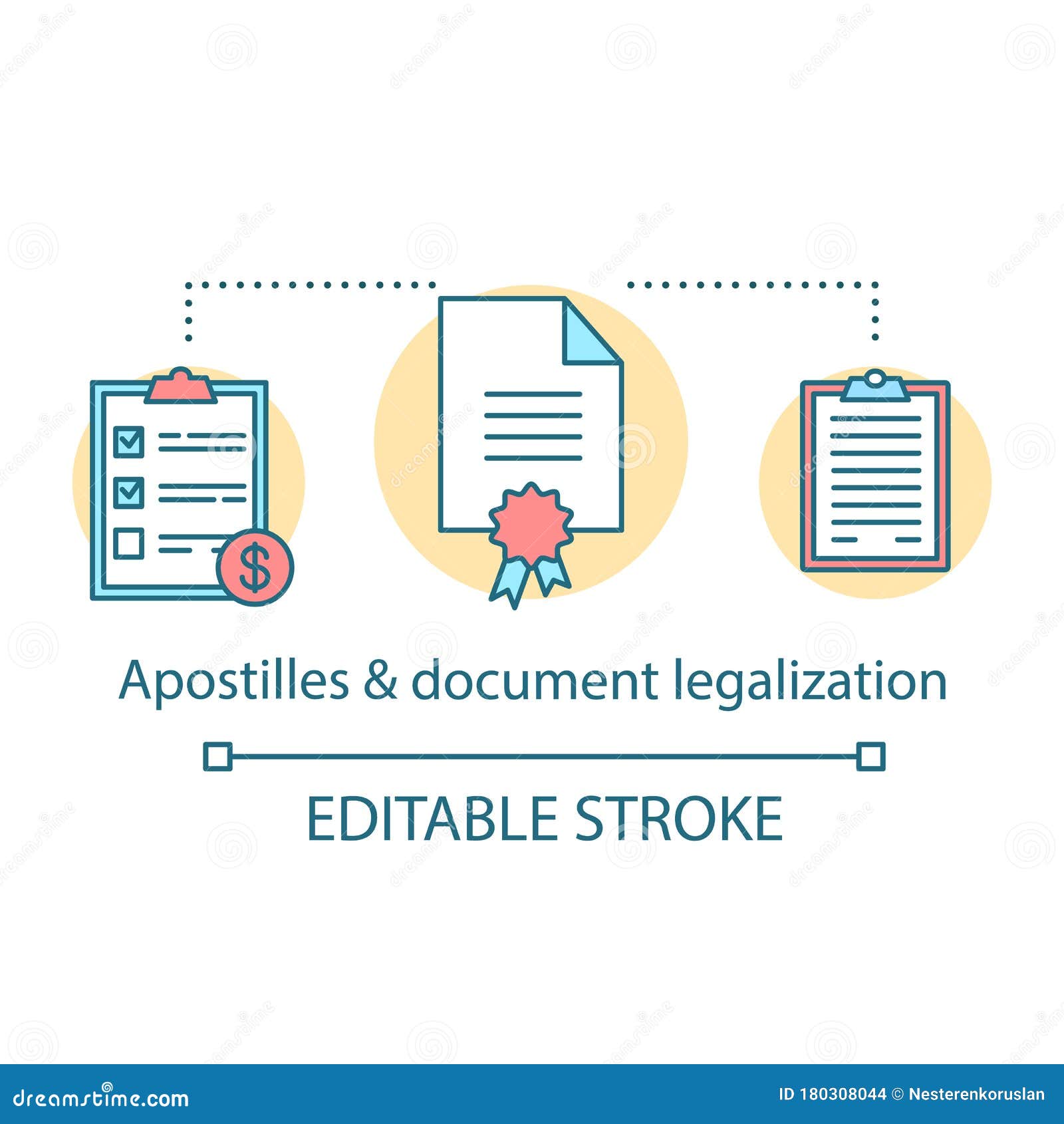 translation services concept icon. apostilles and document legalization idea thin line . legal paper and