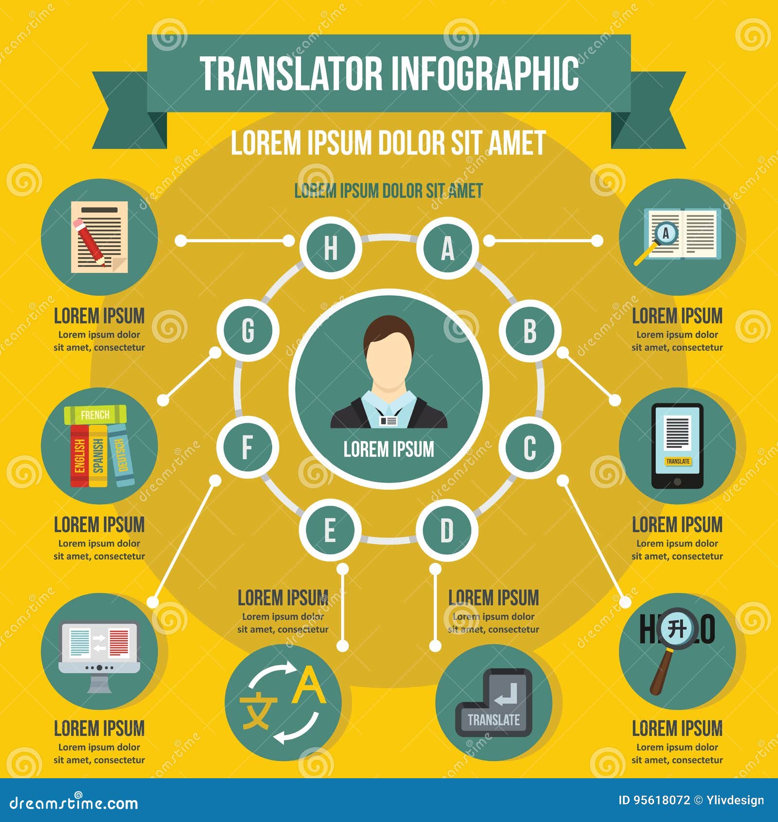 translator infographic concept, flat style