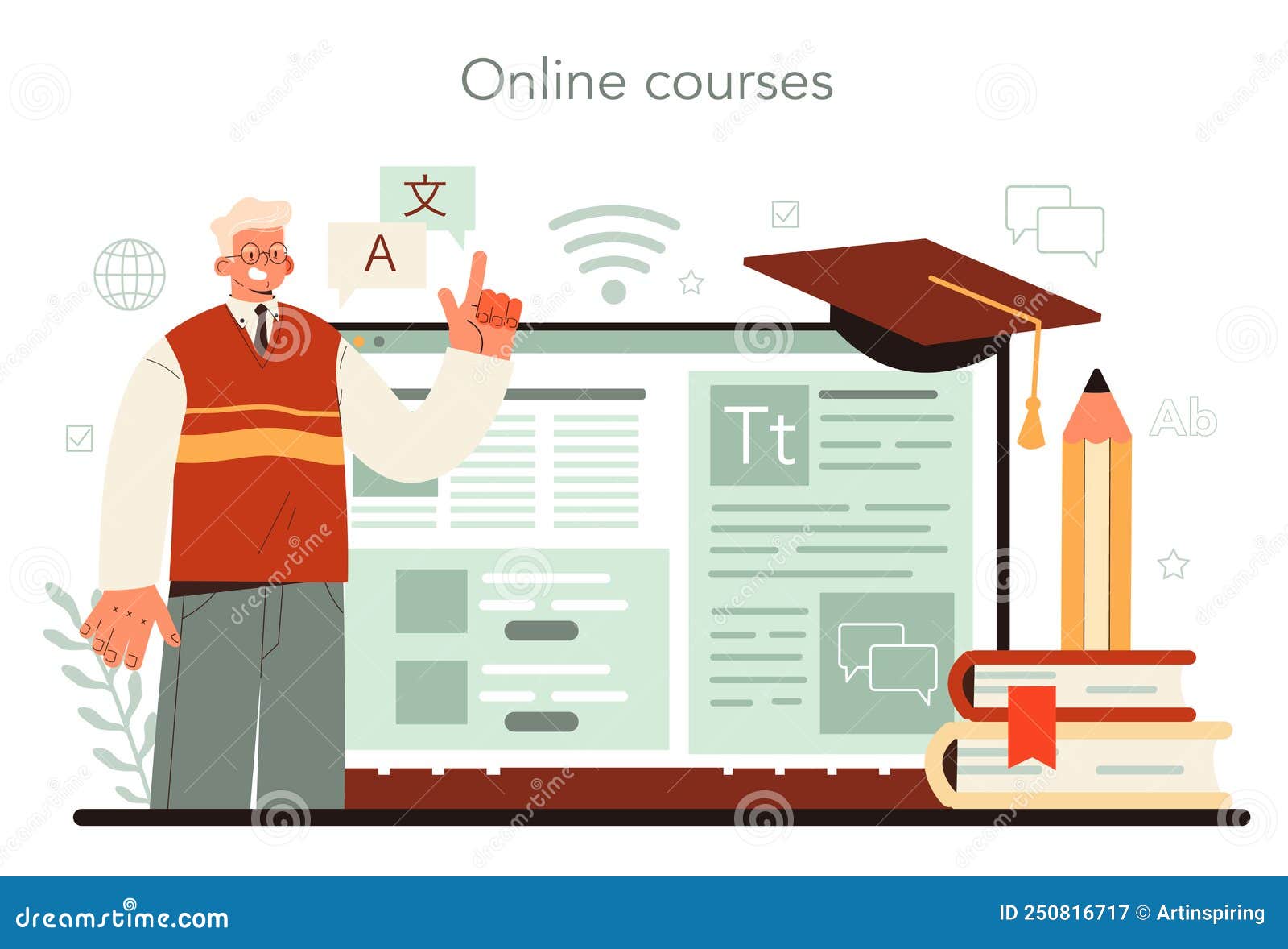 Translator Online Service or Platform. Linguist Translating Document